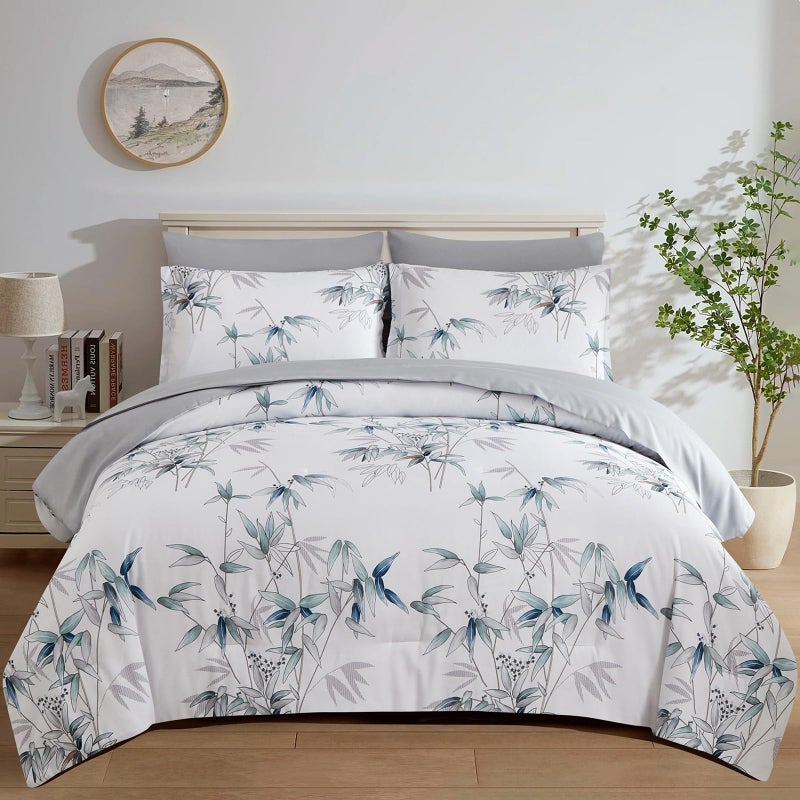 LXWORX Comforter Set Queen Size - 7 Pieces Bed in a Bag, Bedding Set, Soft Lightweight Microfiber White Comforter Sets with Sheets and Pillows (White,Queen) - Image 1